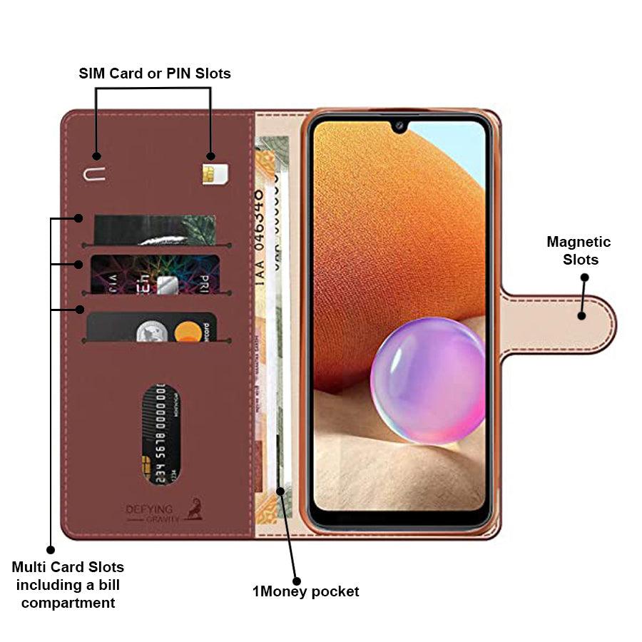 Vivo T3x 5G Aibex PU Leather Flip Cover Foldable Stand & Pocket Magnetic Closure - Aibex